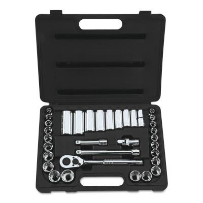 Stanley® Products 34 Piece Standard and Deep Socket Sets, 3/8 in, 12 Point, 85-405
