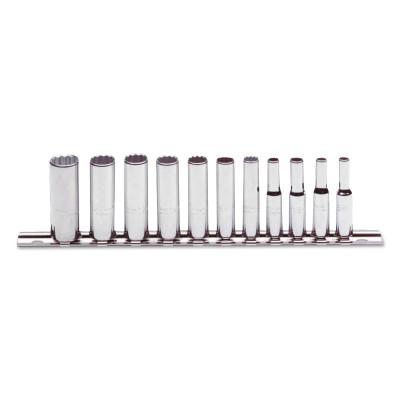Stanley® Products Torqueplus 11 Piece Metric Deep Socket Sets, 1/4 in, 12 Point, 47203