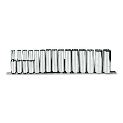 Stanley® Products Torqueplus 15 Piece Metric Deep Socket Sets, 1/2 in, 12 Point, 54207
