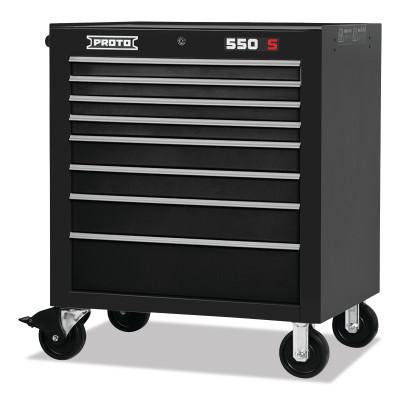 Stanley® Products 550S Series Rolling Cabinet, 34 in, 8-Drawer, Dual Black, 553441-8DB