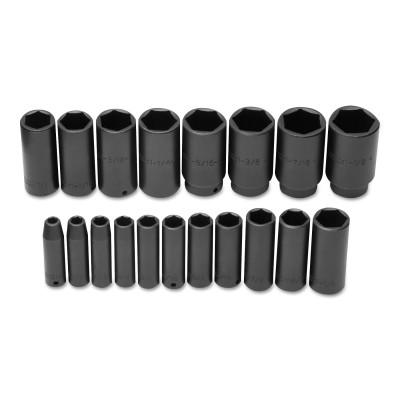Stanley® Products Torqueplus 19 Piece Deep Impact Socket Sets, 1/2 in, 6 Point, 74116
