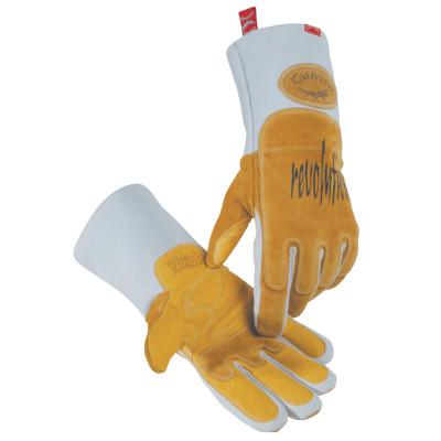 Caiman Revolution Welding Gloves, Pig Grain Leather, Large, White/Gold, 1812-L