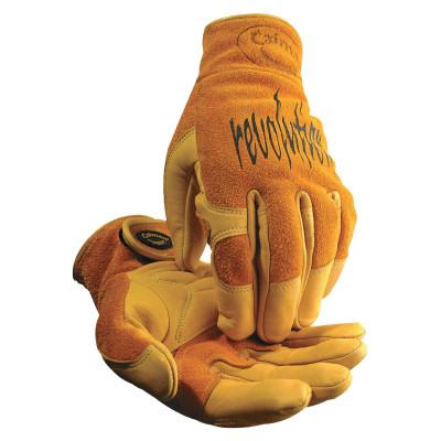 Caiman Multi-Task Welding Gloves, Cow Grain Leather/Pigskin, Large, Tan/Gold, 1828-L