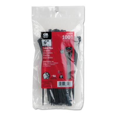 Gardner Bender Standard Cable Ties, 45 lb Tensile Strength, 1/2 in x 5 in, Black, 46-206UVB