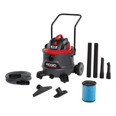 Ridge Tool Company NXT Wet/Dry Vacuum, 14 gal, 6.0 Peak HP, Large Rear Wheels w/Cart, 62718