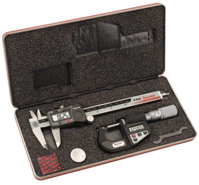 L.S. Starrett Electronic Caliper & Micrometer Sets, Inch/Metric, Includes Case, 734XFL-1 Micrometer, 799A-6/150 Caliper, 12206