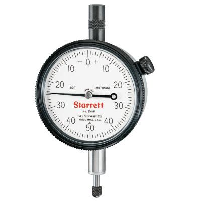 L.S. Starrett 25 Series AGD Group 2 Dial Indicators, 0-50-0 Dial, 0.25 in Range, 53240