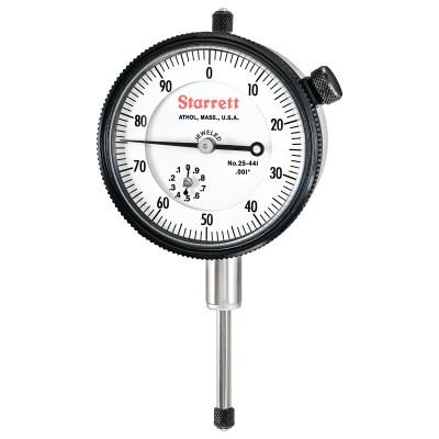 L.S. Starrett 25 Series AGD Group 2 Dial Indicators, 0-100 Dial, 1 in Range, w/Stem Cap, 53295