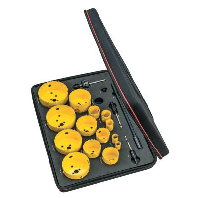 L.S. Starrett Deep Cut Industrial Holesaw Kits, 3/4 in - 4 1/2 in Cut Diam, KDC15061-N