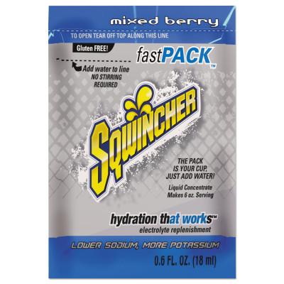 Sqwincher Fast Pack® Drink Mix, Mixed Berry, 0.6 fl oz, Pack, Yields 6 oz, 159015300