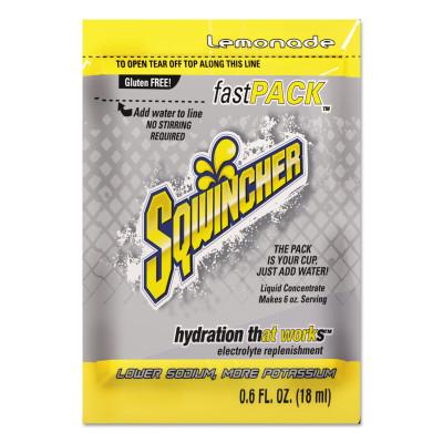 Sqwincher Fast Pack® Drink Mix, Lemonade, 0.6 fl oz, Pack, Yields 6 oz, 159015303