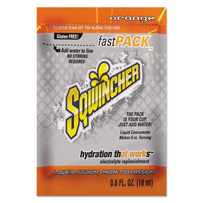 Sqwincher Fast Pack® Drink Mix, Orange, 0.6 fl oz, Pack, Yields 6 oz, 159015304