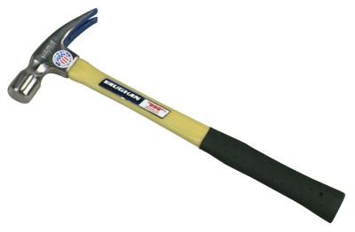 Vaughan® Fiberglass Hammer, Smooth Face, Forged Steel, Straight Handle, 16 in, 2.19 lb, FS999L