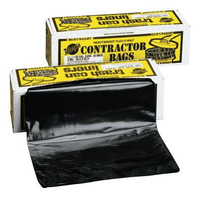 Warp Brothers FLEX-O-BAG® Trash Can Liners and Contractor Bags, 55 gal, 3 mil, 36 in X 56 in, Black, Extra HD Contractor Bag, HB55-30