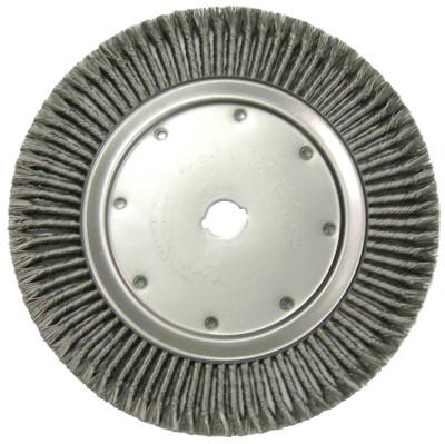 Weiler® High Density Twist Knot Wire Wheel, 14 in D, .0118 in Steel, 1-1/4 in Arbor Hole, 08309