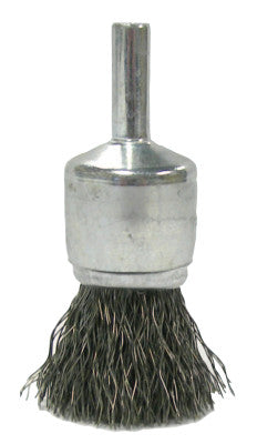 Weiler® Crimped Wire Solid End Brushes, Steel, 22,000 rpm, 3/4 in x 0.006 in, 10005