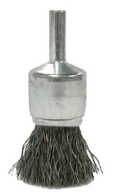 Weiler® Crimped Wire Solid End Brushes, Steel, 22,000 rpm, 3/4" x 0.02", 10008