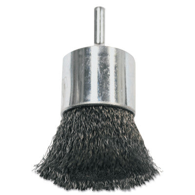 Weiler® Crimped Wire Solid End Brushes, Steel, 22,000 rpm, 1 in x 0.006 in, 10009