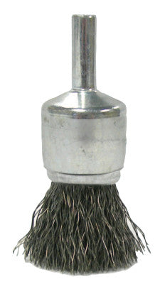Weiler® Crimped Wire Solid End Brush, Stainless Steel, 22,000 RPM, 3/4 in x 0.006 in, 10017