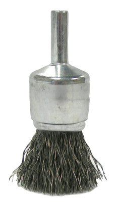 Weiler® Crimped Wire Solid End Brushes, Stainless Steel, 22,000 rpm, 3/4" x 0.014", 10019