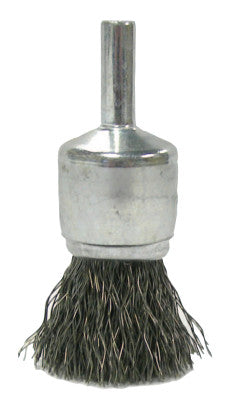 Weiler® Crimped Wire Solid End Brushes, Stainless Steel, 22,000 rpm, 3/4" x 0.02", 10020