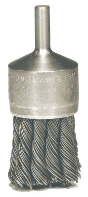 Weiler® Hollow-End Knot Wire End Brush, Stainless Steel, 22,000 RPM, 1-1/8 in x 0.014 in, 10031