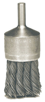 Weiler® Hollow-End Knot Wire End Brush, Stainless Steel, 22,000 rpm, 1 1/8" x 0.02", 10032