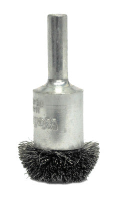 Weiler® Stem-Mounted Circular Flared End Brush, Steel, 3 in x 0.02 in, 16,000 rpm, 10073