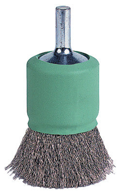 Weiler® Coated Cup Crimped Wire End Brush, Stainless Steel, 22,000 rpm, 1" x 0.006", 11016