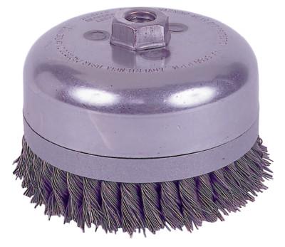 Weiler® Extra Heavy Duty Knot Wire Cup Brush, 6 in Dia., 5/8-11 UNC Arbor, 0.023 Wire, 12676