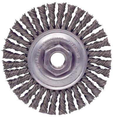Weiler® Roughneck Stringer Bead Twist Knot Wire Wheels, 4 in D, M10 x1.5 Nut, 13126