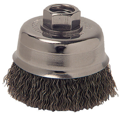 ORS Nasco Crimped Wire Cup Brush, 3 in Dia., 5/8-11 Arbor, 0.014 in Carbon Steel, R3CC58