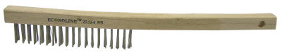 Weiler® Economy Scratch Brushes, 3 X 19 Rows, Wire, Curved Hardwood Handle, 25154