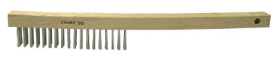 Weiler® Economy Scratch Brushes, 4 X 18 Rows, Wire, Curved Hardwood Handle, 25202