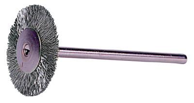 Weiler® Miniature Stem-Mounted Wheel Brush, 3/4 in Dia., 0.005 in Steel Wire, 37,000 rpm, 26143