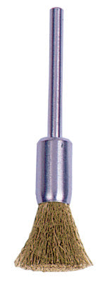 Weiler® Miniature Stem-Mounted End Brush, Brass, 1/4 in x 0.005 in, 37,000 rpm, 26106