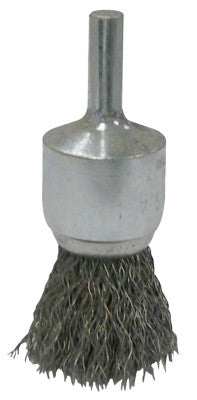 Weiler® Vortec Pro Stem Mtd Crimped Wire End Brushes, Carbon, 3/4 in Dia, .0104 Wire, 36247