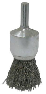 Weiler® Vortec Pro Stem Mtd Crimped Wire End Brushes, Stainless, 1 in Dia, .006 Wire, 36285