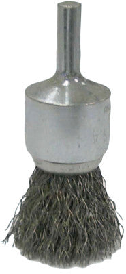 Weiler® Vortec Pro Stem Mtd Crimped Wire End Brushes, Carbon, 3/4 in Dia, .014 Wire, 36246