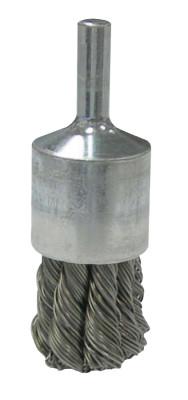 Weiler® Vortec Pro Stem Mtd Knot Wire End Brushes, Stainless, 3/4 in Dia, .014 Wire, 36287