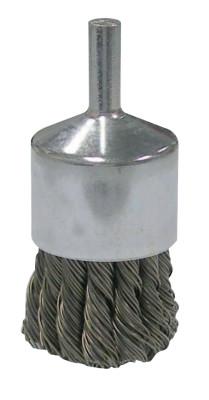 Weiler® Vortec Pro Stem Mtd Knot Wire End Brushes, Carbon Steel, 1 in Dia, .014 Wire, 36288