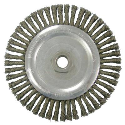 Weiler® Vortec Pro Knot Wire Wheels, 6 7/8 in Dia, .02 in Stainless Steel Wire, 9000 rpm, 36298