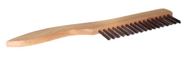 Weiler® Shoe Handle Scratch Brush, 10 in, 1 X 17 Rows, Steel Wire Bristle, Wood Handle, 44100