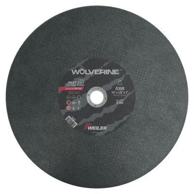 Weiler® Wolverine® AO Type 1 Stationary Saw Large Cutting Wheel, 14 in dia x 1/8 in, 1 in Arbor Hole, A30R, 56230