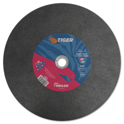 Weiler® Tiger® AO Type 1 Chop Saw Large Cutting Wheel, 14 in dia x 3/32 in, 1 in Arbor Hole, A36R, 57093