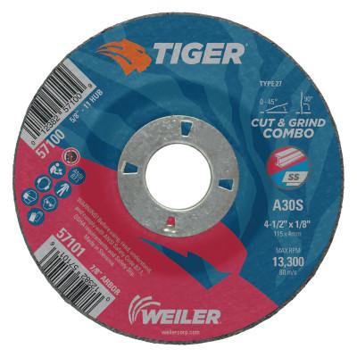 Weiler® Tiger®  AO Type 27 Combo Wheel, 9 x 1/8 in, 7/8 in Arbor, A30S, 57107