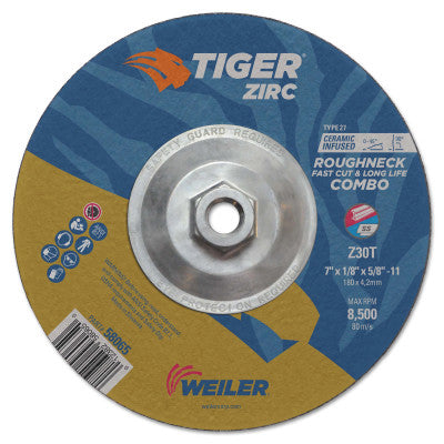 Weiler® 4-1/2 in X 3/32 in Tiger Mechanized Pipeliner, Z30T, Type 27, 5/8 in -11 Nut, 58066