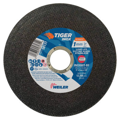 Weiler® Aluminum Combo Wheels, 7 in Dia., 7/8 in Arbor, Type 27, 30 Grit, Alum. Oxide, 58221