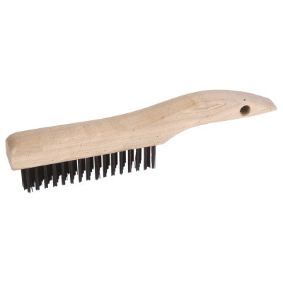 Weiler® Shoe Handle Scratch Brushes, 11 in, 4 X 16 Rows, Steel Wire, Wood Handle, 73217