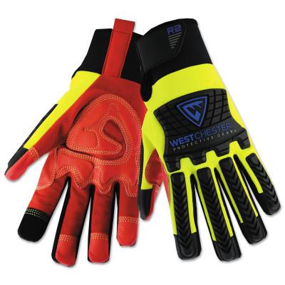 WEST CHESTER Extreme Work Safety Gloves, Synthetic Leather, Large, Green, 89308/L